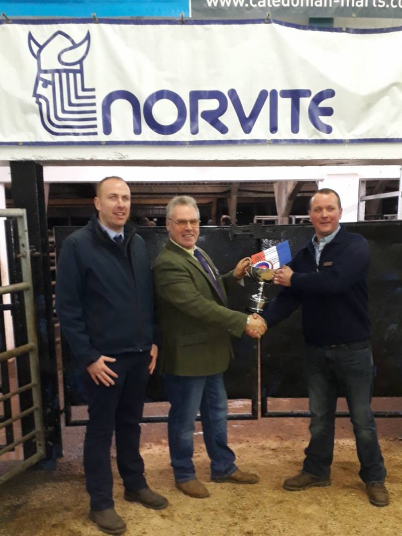 Champion Presentation - Mr Iain Fettes receiving his prize from Mr Wilson Peters (Judge). Also photographed is Alan Young from our Championship Sponsors - NORVITE